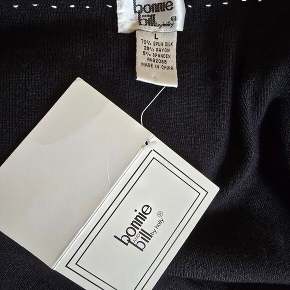 Bonnie and Bill by Holly Sweater Womens Large Black Cardigan Silk Blend Vintage - Picture 10 of 10